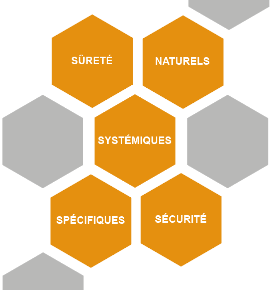 Les cinq catégories de risques analysées lors d'un audit : sûreté, naturels, systémiques, spécifiques et sécurité