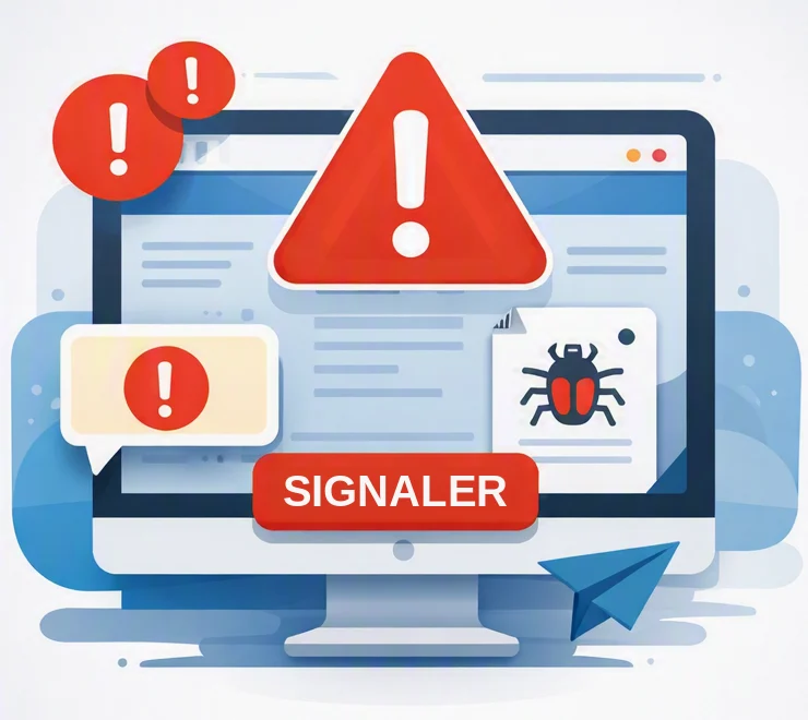 Plateforme de signalement d'alerte inQuiro : écran d'alerte avec bouton Signaler